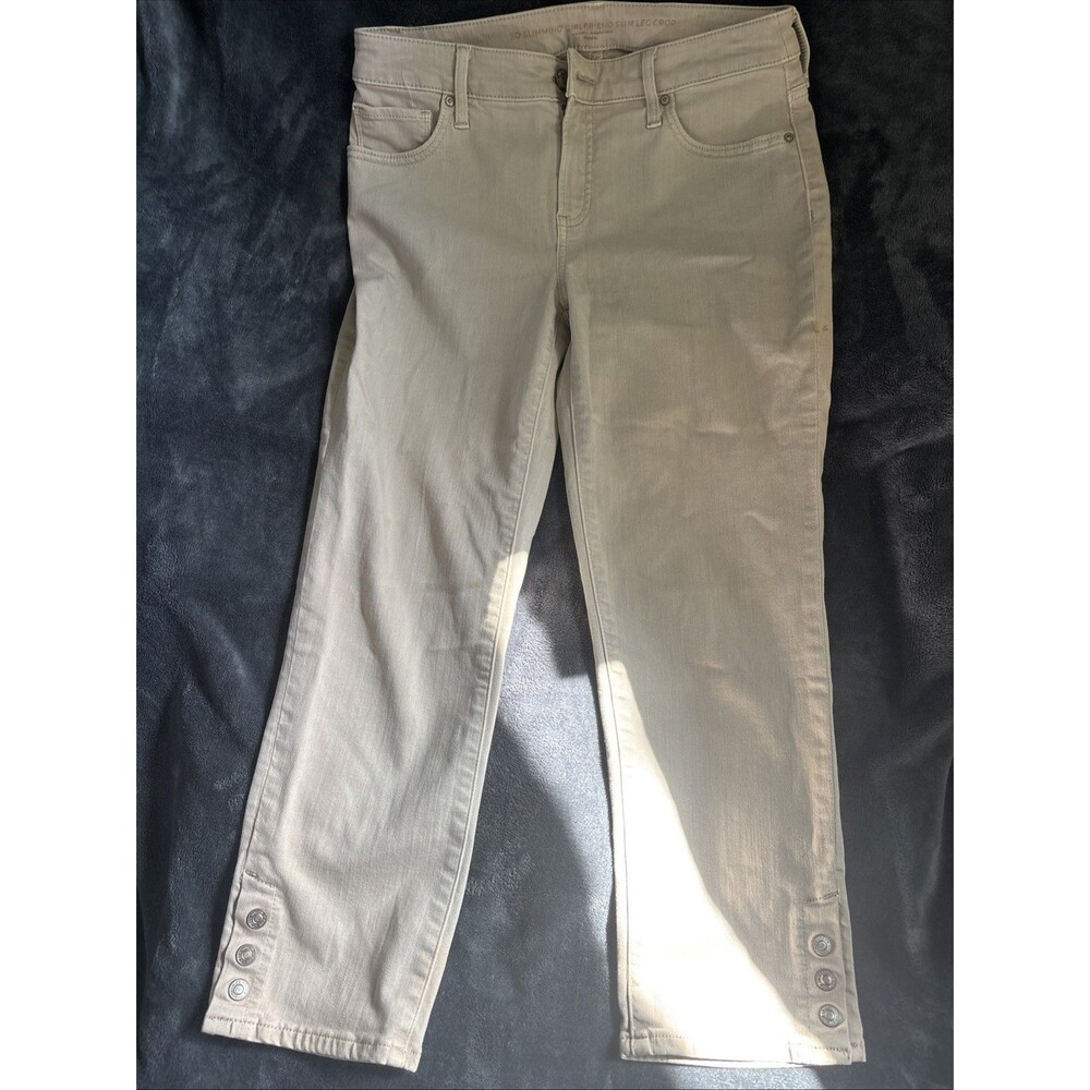 #65 Chico’s So Slimming Girlfriend Ankle Pants Womens Size 4 Light Taupe Tan